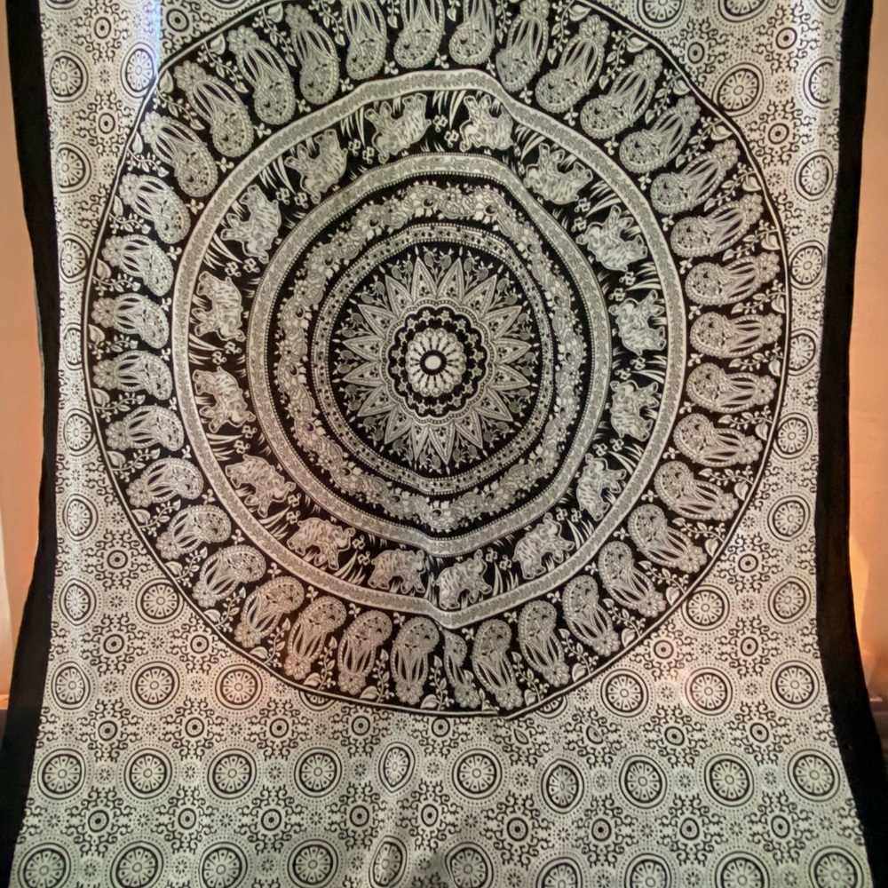 Urban Outfitters Black and White Elephant Mandala Tapestry